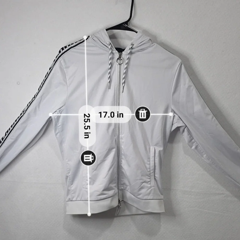 Armani Exchange Mens White Logo Tape Zip Up Track Jacket Hoodie S Small